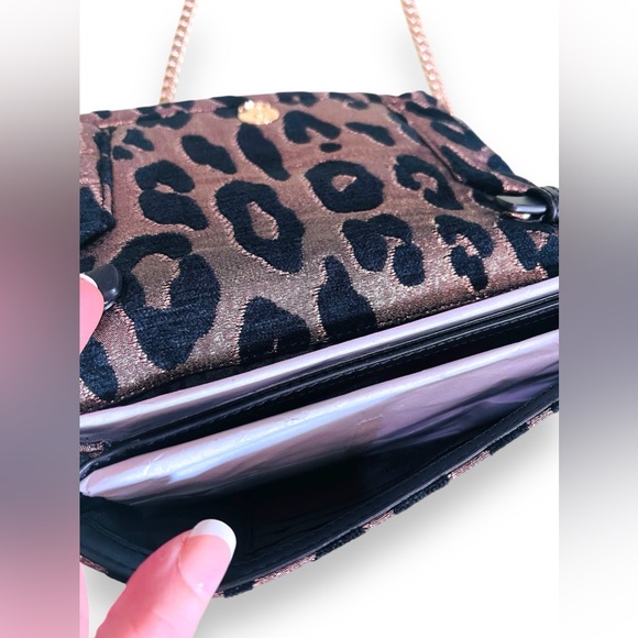 NWT MSRP $389 Kate Spade Millie Bow Leopard Flap Crossbody Bag Metallic - Picture 3 of 8